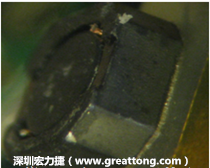 使用銀(Ag)鍍層的電源電感器(Power Inductors)，經(jīng)過(guò)推力測(cè)試后，零件端點(diǎn)上已經(jīng)看不到任何鍍層的痕跡了，所以其耐推力就比較小。