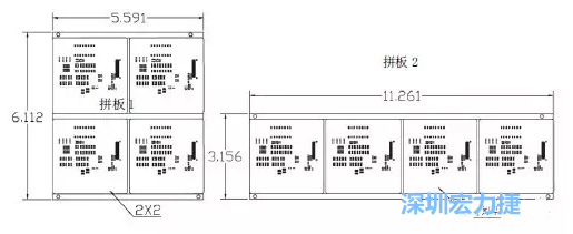 如圖9所示在兩種拼板中PCB單元的排列方式不同。拼板方式是V-CUT。這兩種拼板尺寸有明顯的的差異，將導致各自所需的生產(chǎn)拼板尺寸改變-深圳宏力捷