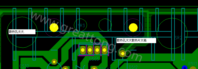 PCB設(shè)計中，散熱孔散熱片設(shè)計不當(dāng)，造成很多電源板斷裂