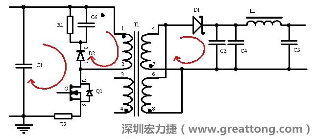 元件布局的時候，要優(yōu)先考慮高頻脈沖電流和大電流的環(huán)路面積，盡可能地減小,以抑制開關(guān)電源的輻射干擾