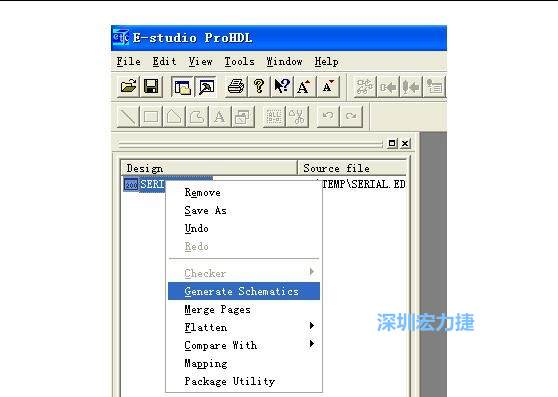 4．右鍵點擊 Serial.EDF 文件，選擇 Generate Schamatics：