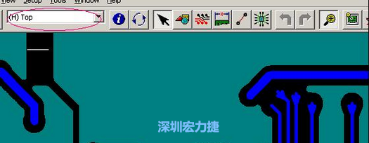 如果圖形像下圖一樣無法顯示鉆孔，只須圖（186）將紅色圈住的活動層改為當(dāng)前顯示層即可。