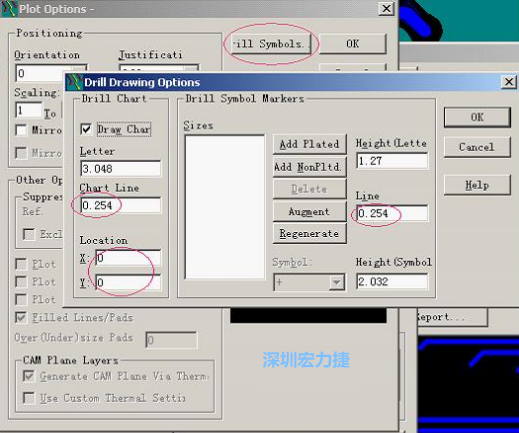 轉(zhuǎn)孔圖時(shí)也需在Customize Document欄點(diǎn)擊Option，在彈出的Plot Options-窗口中選擇Drill Symbols