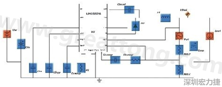 參考圖1的電流通路：把FET在導(dǎo)通狀態(tài)下流經(jīng)的通路標(biāo)記為紅色；把FET在關(guān)斷狀態(tài)下的迴路標(biāo)記為綠色。