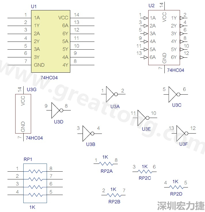 圖1 半導(dǎo)體元件供應(yīng)商所畫的電路圖符號是模擬元件的接腳圖，而非訊號流程。