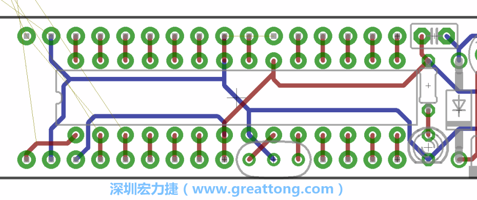 如果可以的話盡量讓接地線保持在電路板的背面，這樣它們就可以在可能范圍內(nèi)和最大的接地面連結(jié)在一起。