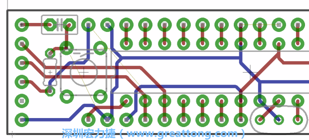 4.2. 然后在電路板的背面進(jìn)行布線。